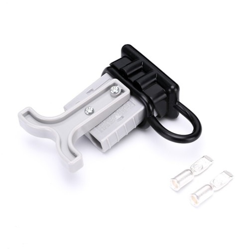 600V 50Amp Grey Housing 2 Way Battery Power Cable Connector Grey T-Bar Handle and Black Dustproof Cover 600V 50Amp Grey Housing 2 Way Battery Power Cable Connector Grey T-Bar Handle and Black Dustproof Cover