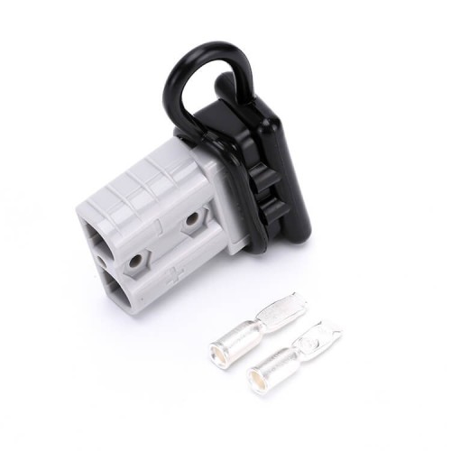600V 50Amp Grey Housing 2 Way Battery Power Cable Connector with Black Dustproof Cover 600V 50Amp Grey Housing 2 Way Battery Power Cable Connector with Black Dustproof Cover