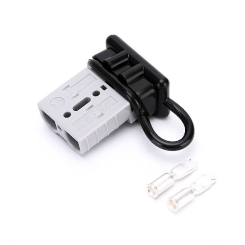 600V 50Amp Grey Housing 2 Way Battery Power Cable Connector with Black Dustproof Cover 600V 50Amp Grey Housing 2 Way Battery Power Cable Connector with Black Dustproof Cover