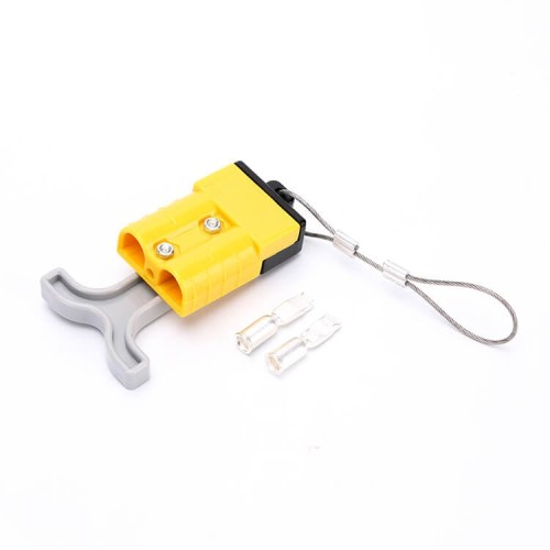 600V 50Amp Yellow Housing 2 Way Battery Power Cable Connector Grey T-Bar Handle and Black Internal Protecti 600V 50Amp Yellow Housing 2 Way Battery Power Cable Connector Grey T-Bar Handle and Black Internal Protecti