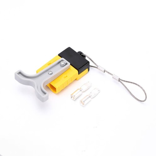 600V 50Amp Yellow Housing 2 Way Battery Power Cable Connector Grey T-Bar Handle and Black Internal Protecti 600V 50Amp Yellow Housing 2 Way Battery Power Cable Connector Grey T-Bar Handle and Black Internal Protecti