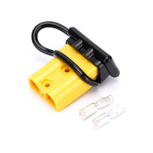 600V 50Amp Yellow Housing 2 Way Battery Power Cable Connector with Black Dustproof Cover 600V 50Amp Yellow Housing 2 Way Battery Power Cable Connector with Black Dustproof Cover