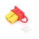 600V 50Amp Yellow Housing 2 Way Battery Power Cable Connector with Red Dustproof Cover 600V 50Amp Yellow Housing 2 Way Battery Power Cable Connector with Red Dustproof Cover