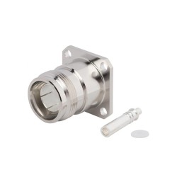 4.3/10 Connector Straight Female 4 Hole Flange for .250