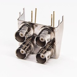 10pcs BNC Coax Connectors 2*2 Female 90 Degree Through Hole for PCB Mount