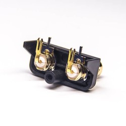 2 Holes BNC Connectors Female Angled Through Hole for PCB Mount