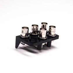 20pcs 5 Holes BNC Connectors 90 Degree Female Through Hole for PCB Mount
