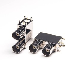 20pcs BNC Dual Female Connector Right Angled Through Hole for PCB Mount