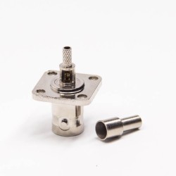 20pcs BNC Square Flange 4 Hole 180 Degree Female Crimp Type for Coaxial Cable