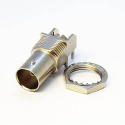 75 Ohm BNC Bulkhead Connector Female Right Angle for PCB Mount 5.7mm Through Hole