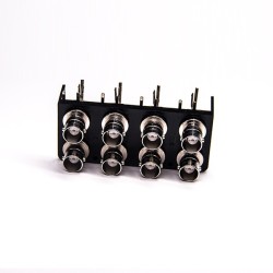 8 Holes Female BNC Connector Angled Through Hole for PCB Mount