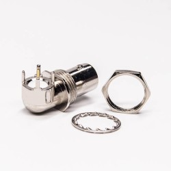 BNC Bulkhead Jack Right Angled Coaxial Connector Through Hole for PCB Mount