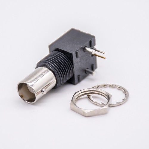 BNC Connector Auto Black Angled Jack for PCB
