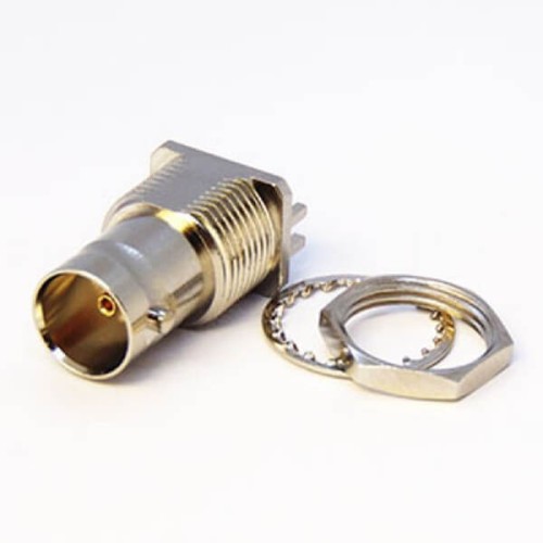 BNC Connector for HD SDI 75Ohm PCB Female 180° Fornt Bulkhead Edge Mount 1.6mm Nickel Plating