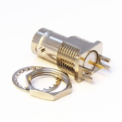 BNC Connector for HD SDI 75Ohm PCB Female 180° Fornt Bulkhead Edge Mount 1.6mm Nickel Plating