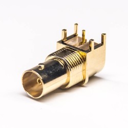 BNC Connector Panel Mount Female Right Angled Bulkhead DIP Type for PCB Mount 75Ohm