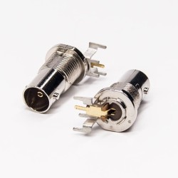 BNC Connector Right Angle Bulkhead Female for PCB Mount