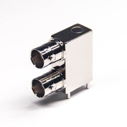 BNC Dual Female Connector Right Angled Through Hole for PCB Mount