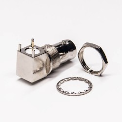 BNC Female Bulkhead Coaxial Connector Right Angle Through Hole for PCB Mount