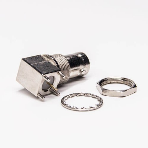 BNC Female Bulkhead Connector Right Angle Through Hole for PCB Mount