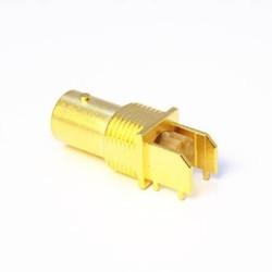 BNC Female Connector Gold Plating Angled Degree for PCB Mount 1.7mm Through Hole 75Ohm