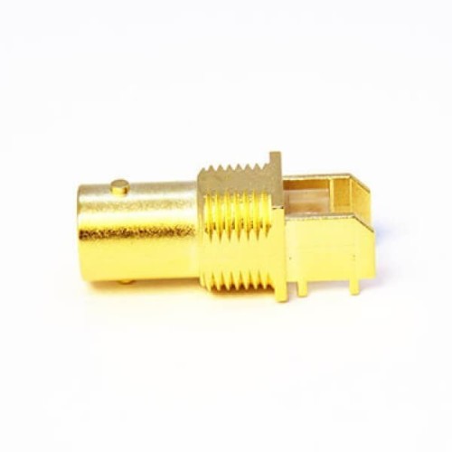 BNC Female Connector Gold Plating Angled Degree for PCB Mount 1.7mm Through Hole 75Ohm