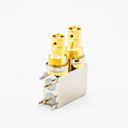 BNC Female Connector Right Angle PCB Mount Through Hole Dual-port Bayonet