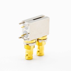 BNC Female Connector Right Angle PCB Mount Through Hole Dual-port Bayonet