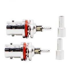 BNC Female Connector Straight 75 ohm RF Connector Waterproof Crimp Type for RG174