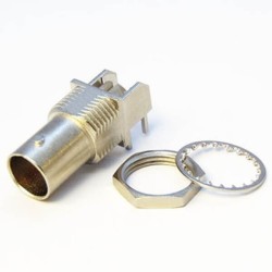 BNC PCB Connector 90° Female Front Bulkhead Through Hole Nickel Plating