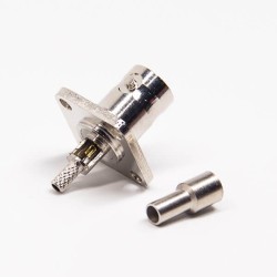 BNC Square Flange 4 Hole 180 Degree Female Crimp Type for Coaxial Cable