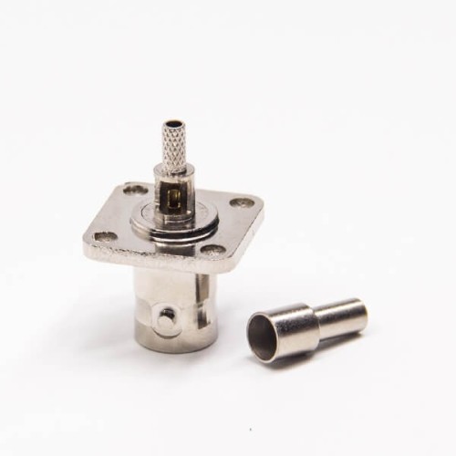 BNC Square Flange 4 Hole 180 Degree Female Crimp Type for Coaxial Cable BNC Square Flange 4 Hole 180 Degree Female Crimp Type for Coaxial Cable