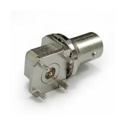 Bulkhead HD BNC Connector Female Right Angled for PCB Nickel plating