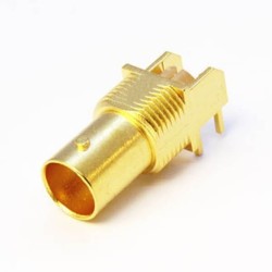 Gold Plating BNC Connector Female Right Angled Through Hole for PCB Mount 8mm