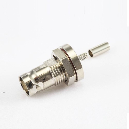 Panel Mount Rear Bulkhead BNC Female 180 Degree Connector Crimp Cable for RG174/RG316 Panel Mount Rear Bulkhead BNC Female 180 Degree Connector Crimp Cable for RG174/RG316