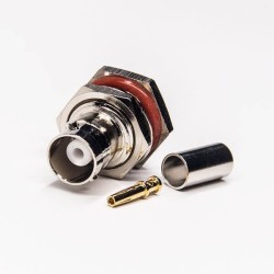 Waterproof BNC Bulkhead Female Coaxial Connector Crimp Type for Cable
