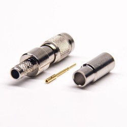 Female Din Connector 180 Degree Crimp Type for Cable Nickel Plating