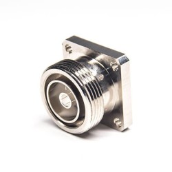 7/16 Female Din Connector Waterproof Flange Jack Solder Type Brass Nickel Plating Socket
