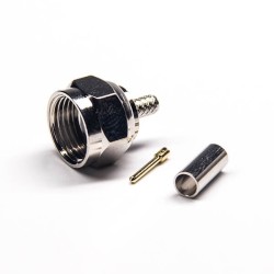 20pcs F Type 180 Degree Connectror Plug Male Pin Threaded Type Crimp Type for Cable