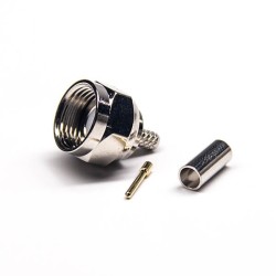 20pcs F Type 180 Degree Connectror Plug Male Pin Threaded Type Crimp Type for Cable