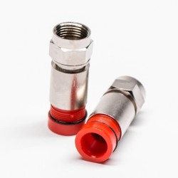 20pcs F Type RG6 Connector Red Male Straight Connector Compression Type