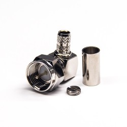 20pcs Right Angled F Type Connector Male Crimp Type for Coaxial Cable