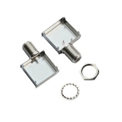 F Connector to Coaxial RF Female Angled with Shielding Can
