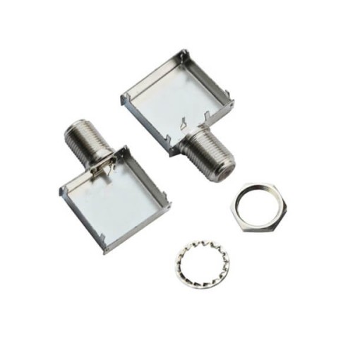 F Connector to Coaxial RF Female Angled with Shielding Can