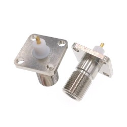 F Jack Female 4 Holes Flange Solder Panel Mount RF Connector 17.5*17.5