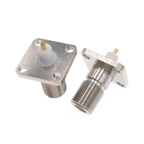 F Jack Female 4 Holes Flange Solder Panel Mount RF Connector 17.5*17.5