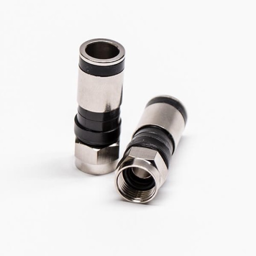 F Male Connector Black Plug Straight Connector Compression Type for RG6 F Male Connector Black Plug Straight Connector Compression Type for RG6