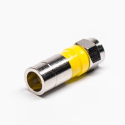 F Male Connector Yellow Plug Straight Connector Compression Type for RG6