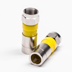 F Male Connector Yellow Plug Straight Connector Compression Type for RG6