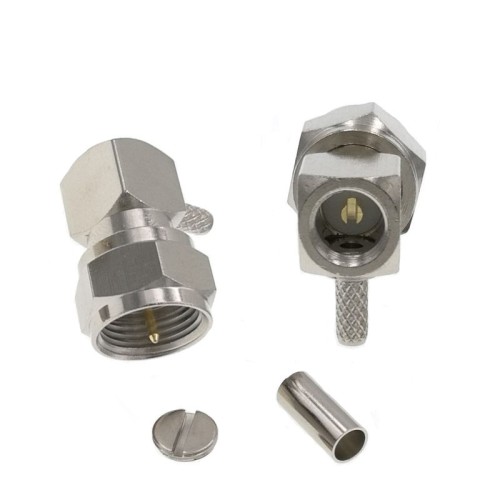 F Plug Male Right Angle RF Coaxial Connector Adapter for Cable RG179/RG316/RG174